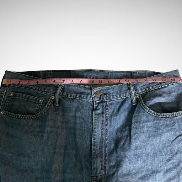 Levis 505 Jeans Mens 40 X 32 Solid Blue Denim Pre Owned Pants Straight Fit - Picture 4 of 8